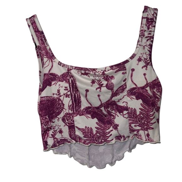 SHEIN Womens Y2K Floral print crop bird foliage mock corset crop top - Picture 3 of 7